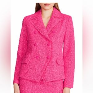 Steve Madden Naomi double breasted tweed blazer, color is Pink glow, size small!